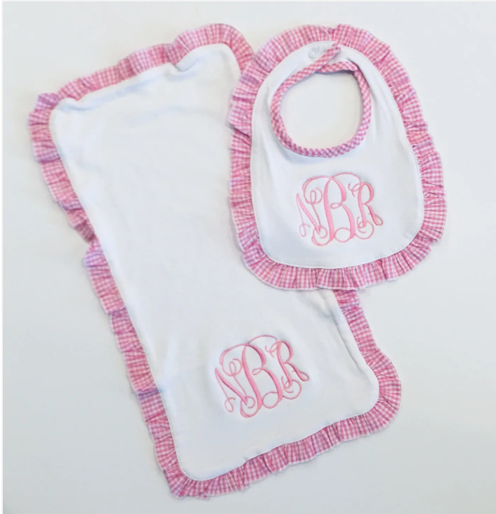 Gingham Ruffle Bib